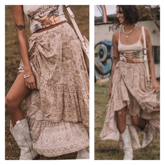 Lioness Ruched Maxi Skirt / Smoky - Picture 6 of 12